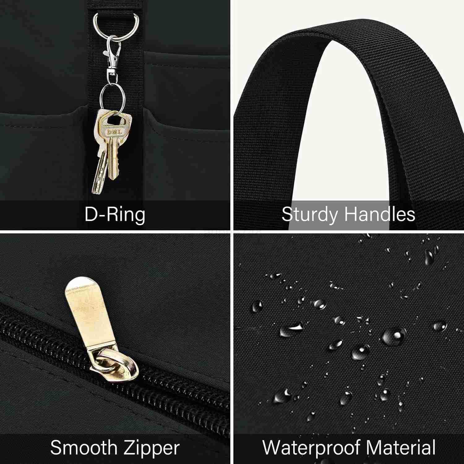 Becokan Large Tote Bag for Women Waterproof with 12 Pockets Top Zipper Closure Utility Teacher Nurse Bags for Work SchoolZ250920