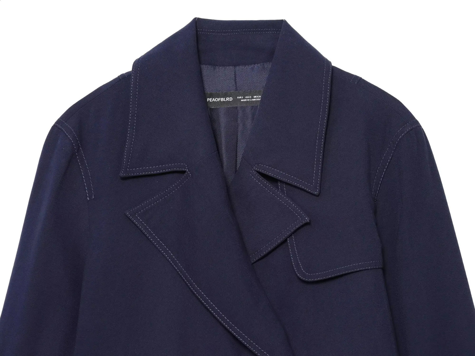 TRAF solid color simple autumn item womens commuting versatile double breasted long sleeved short jacket 250923