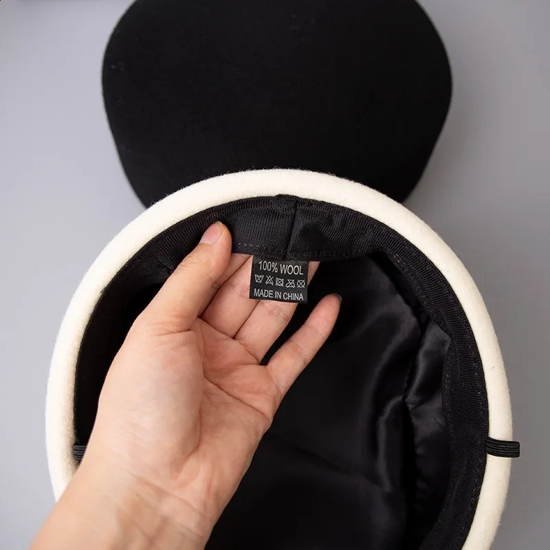Vintage Hard Top Flat Fedoras Hat 100 Wool Felt Berets Wedding Fascinator Caps Cocktail Party Pillbox 250919