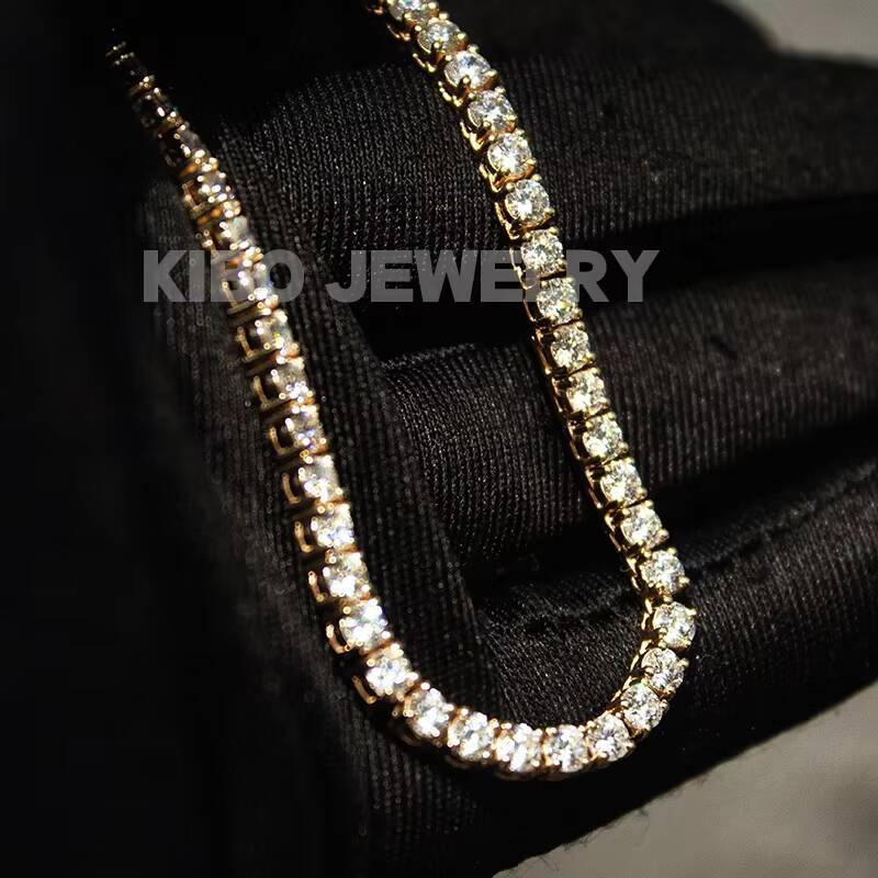 Customized Trend 3mm Tennis Bracelet Lab Grown Diamond 10k Gold Iced Out Necklace Women Hip Hop Jewelry Tennis Chain Lab Diamond Chain