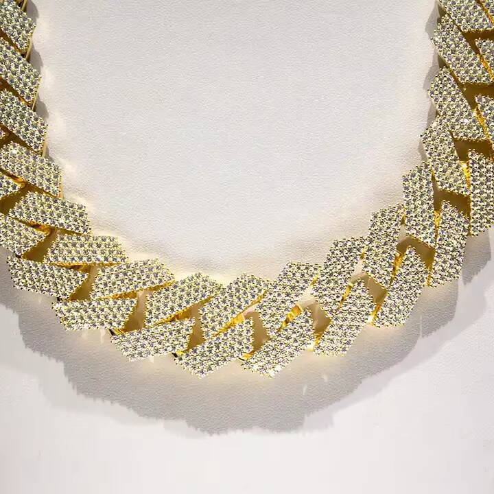 Iced Out Jewelry 925 Sterling Silver 24mm 4 Rows Hip Hop Moissanite Cuban Link Chain