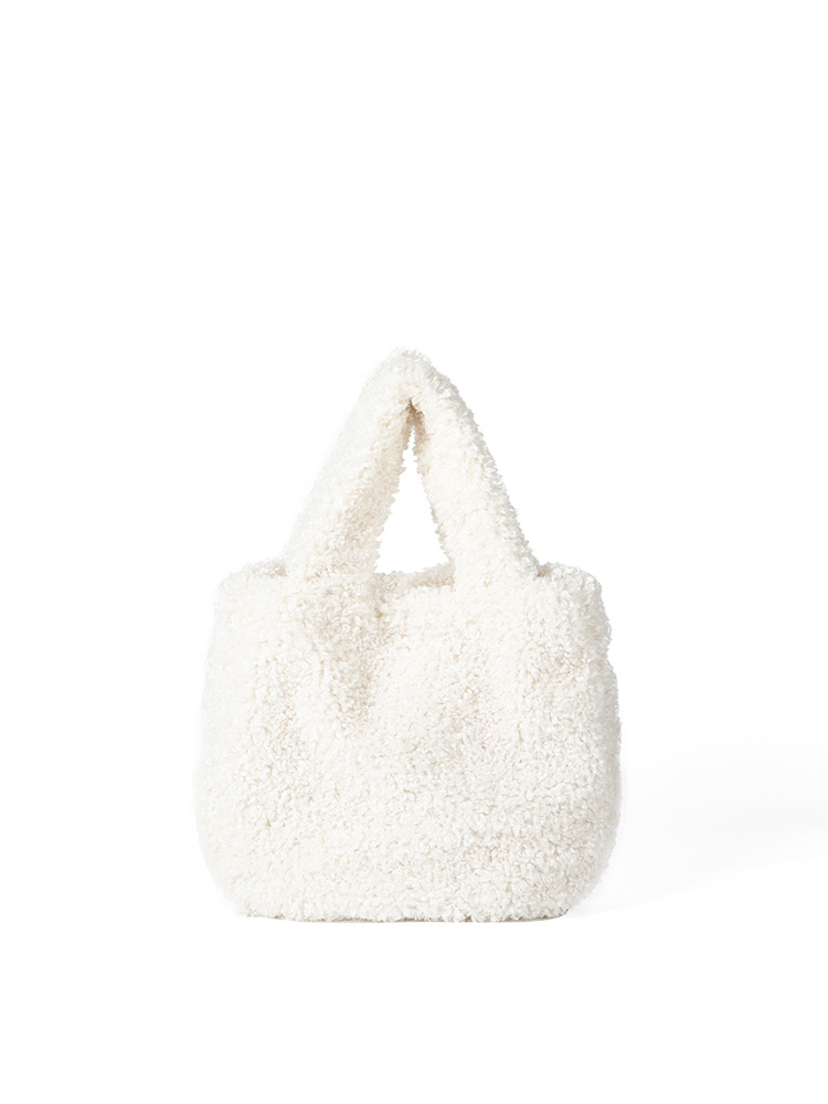 Korean-Style Niche Design Lamb Wool Tote Bag Winter New Style Fashion Versatile Single-Shoulder Handbag For Women