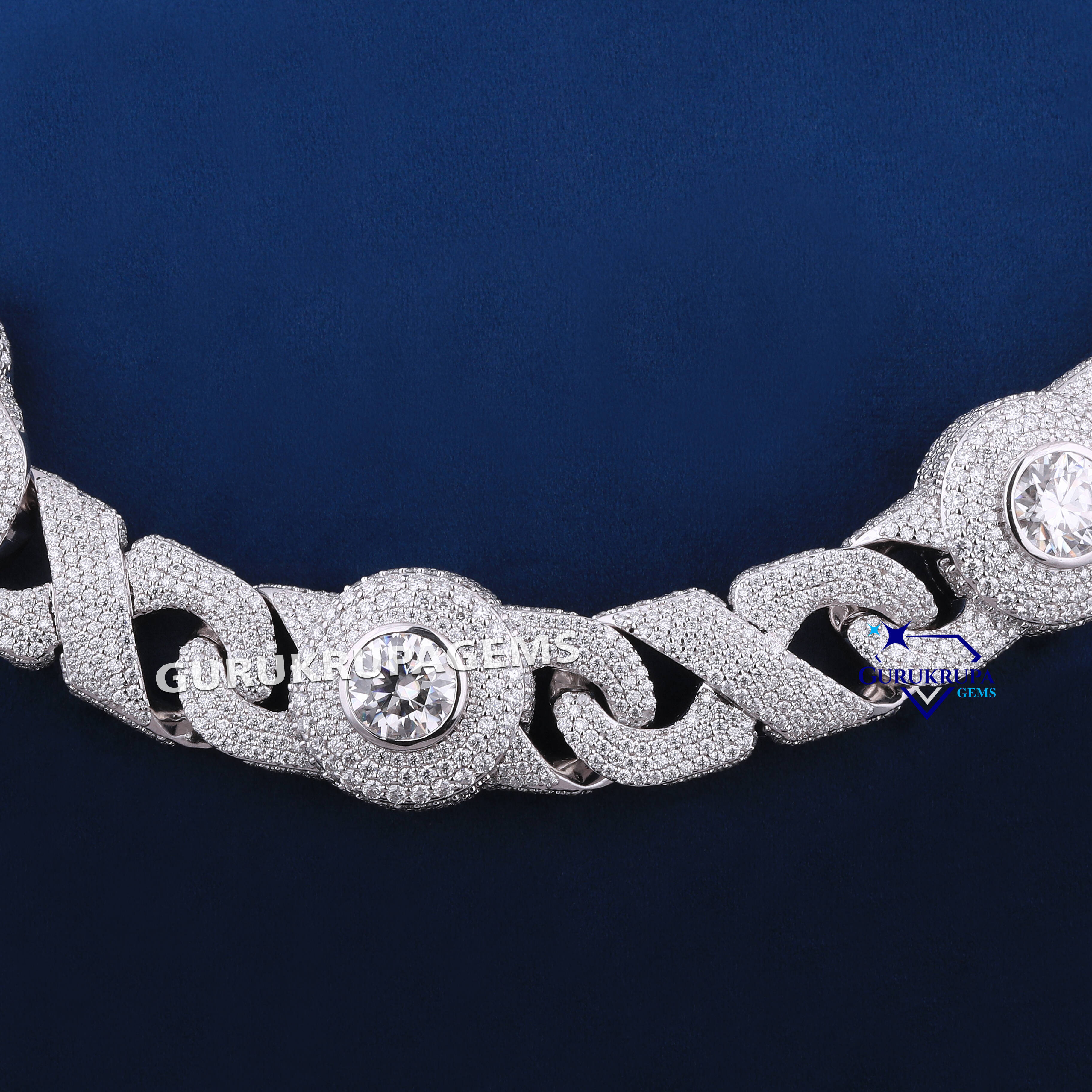 20mm Hip Hop Jewelry Iced Out Cuban Chain Big Moissanite Diamond Eye Shape 925 Sterling Silver Cuban Infinity Links Necklace