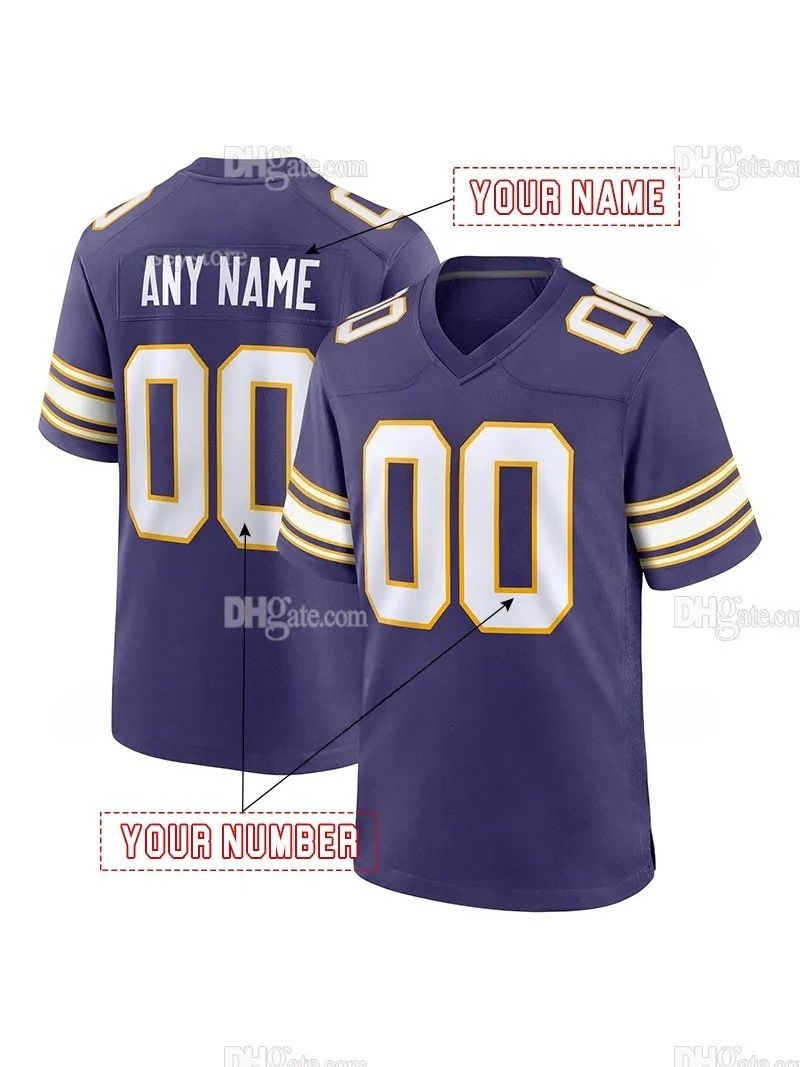 Factory Outlet Custom Football Jersey Jefferson McCarthy Moss Addison Hockenson Smith Men Women Youth Embroidered Design Polyester