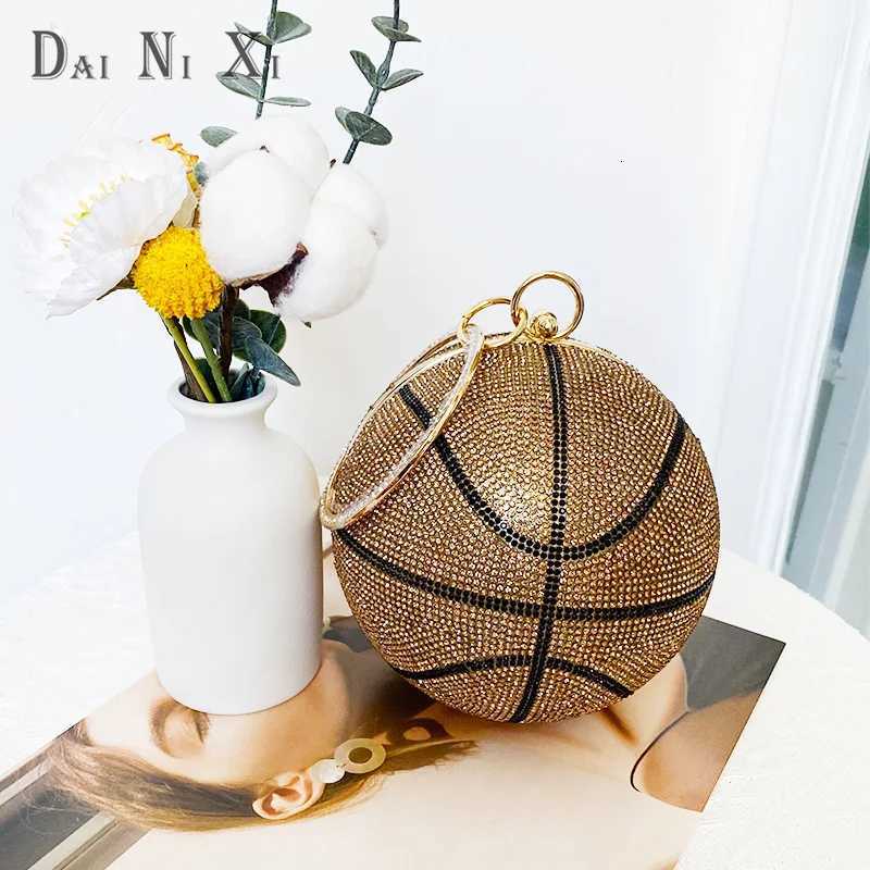 Luxury Designer Trendy Basketball Handbag Crystal Rhinestone Bag Bling Purse Woman Evening Clutch Party PurseW250920