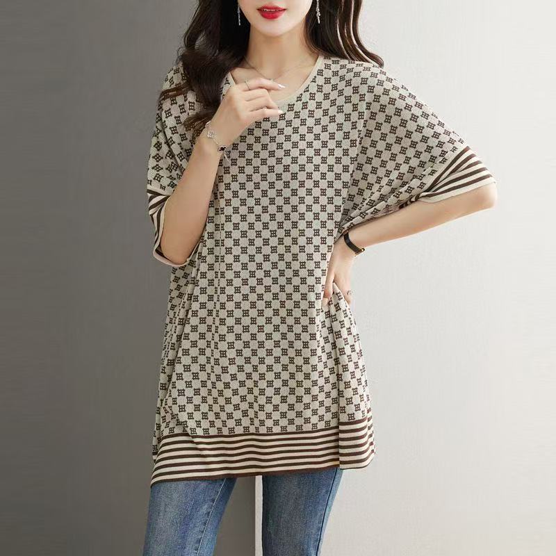 plus size women's new long sleeve high waist printed banquet dress mid-length skirt D02632