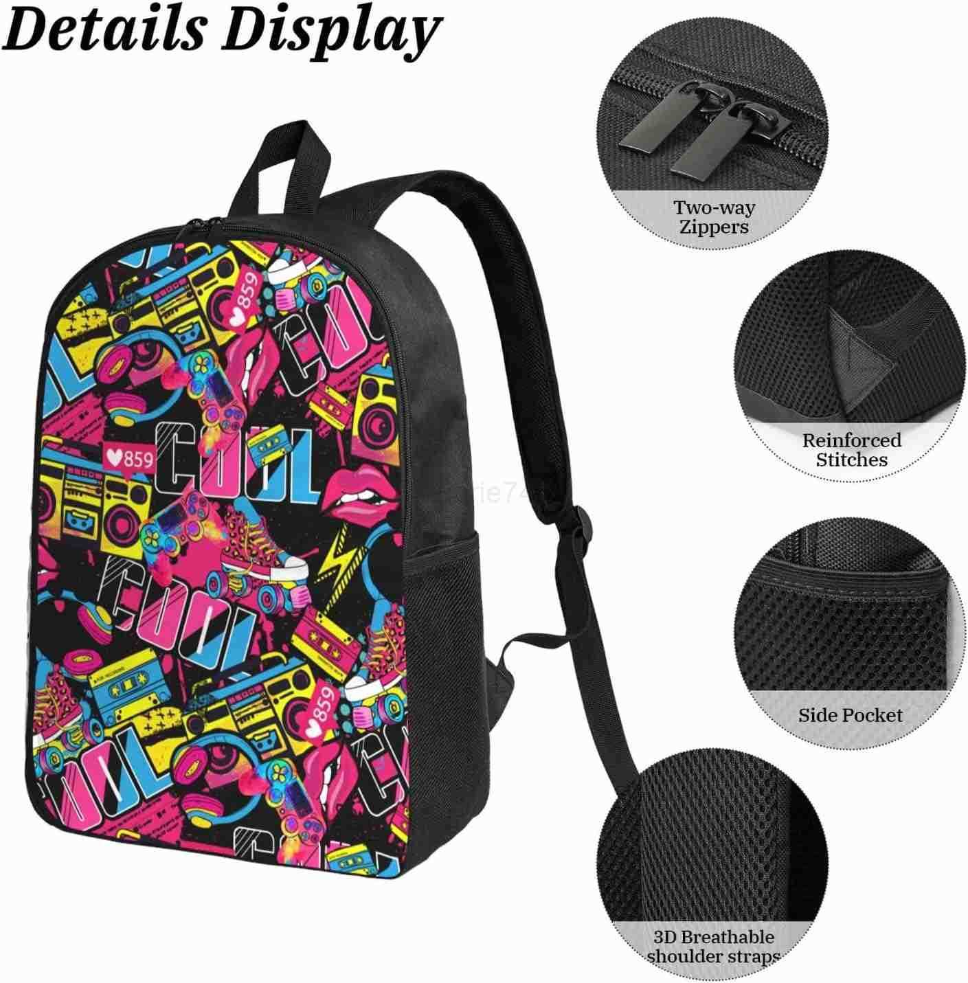 Hip Hop Graffiti Backpack Set with Lunch Bag Pencil Case Large Capacity School Bag 17 Inch Bookbag for boy girlZ250920