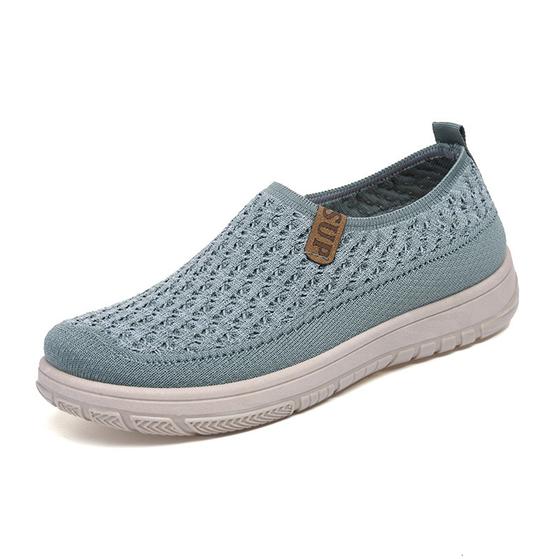 Women's New Knitted Elastic Thick Breathable Non-Slip Mom Soft Sole Versatile Loafers Casual Shoes