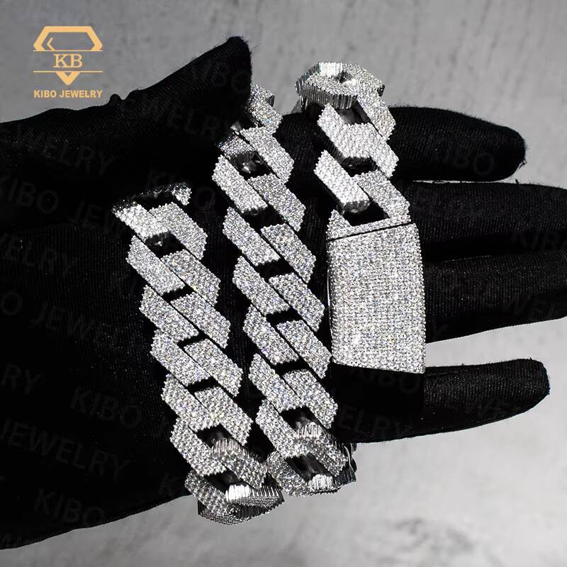 Hip Hop Huge Heavy Rapper 925 Silver Gold Plated Mossanite 20MM VVS1 LAB Grown Moissanite Diamond Iced Out Cuban Link Necklace