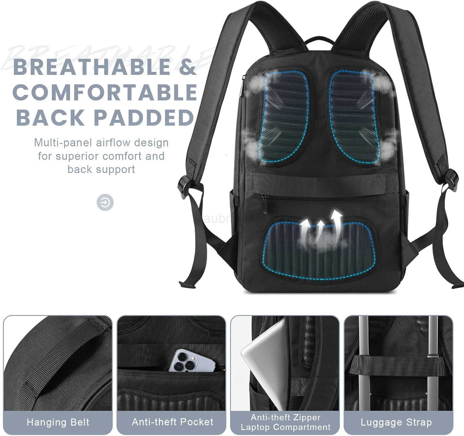 Mens Work Backpack Black Backpack for Men Women Bookbag for Men Book Bag for School Teens Travel Laptop Backpack Fits 156 Inch Notebook Water Resistan