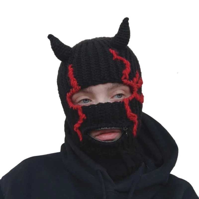 Girl Cartoon Devil Horn Knit Beanie Hat Y2K Party Hat Photo Props Hot Girl Party Holiday Hat Angel Horn Y250920