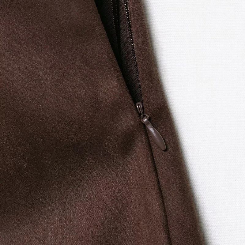 Willshela Women Fashion With Rivet Coffee Side Zipper ALine Mini Skirts Shorts Vintage High Waist Female Chic Lady 250919