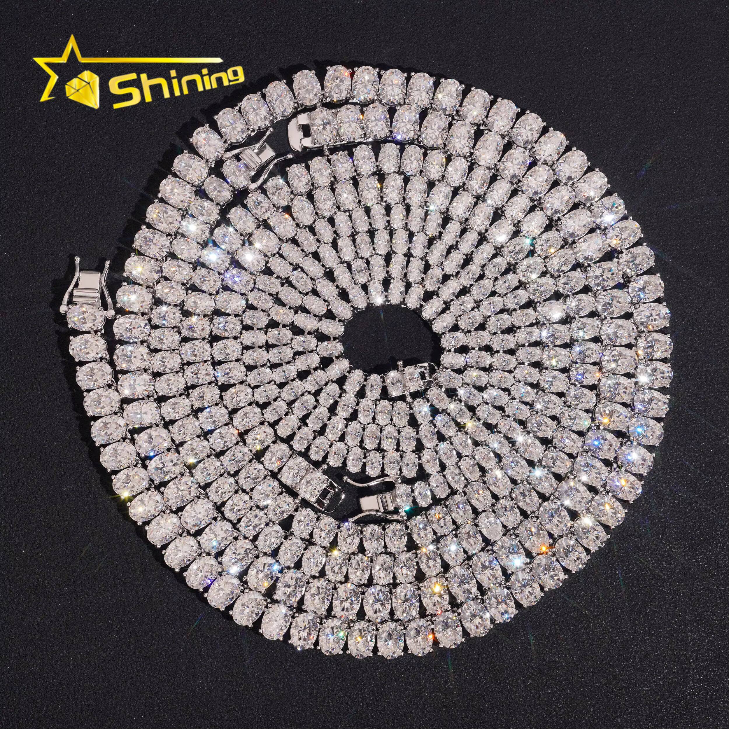 Fashion Jewelry Bling Shining Necklace Hip Hop Jewelry Iced Out Oval Cut Moissanite VVS Diamond Tennis Chain