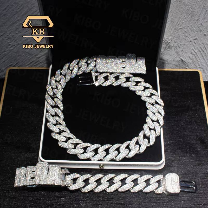 Hiphop Singing New ProduMoissanites Hand Frozen Cuban Chain 28mm Wide Mosanite Full Diamond Cuban Chain Necklace