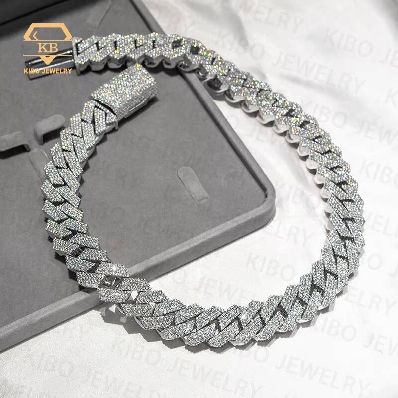 Super Big 925 Silver Moissanite Cuban Chain Moissanite Diamond Hip Hop Necklace