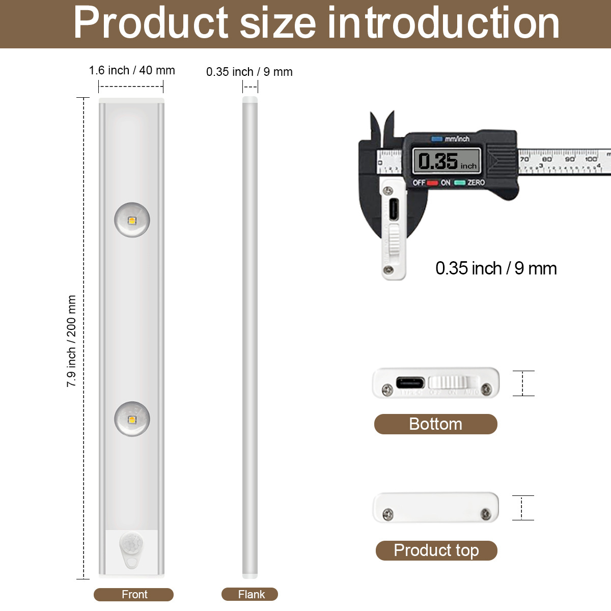 Crystal Cat's Eye Cabinet Light with Hand Wave Sensor, Ultra Thin 9mm Human Motion 3 Color Temperature Dimmable USB Lighting for Kitchen Wardrobe
