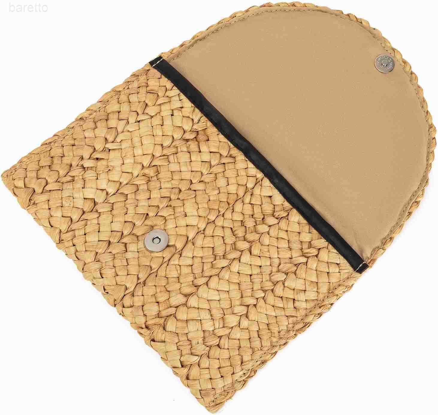 Women Straw Clutch Summer Straw Beach Bag Woven Evening Purse Envelope Handbag Khaki Wallet Purse Z2509020