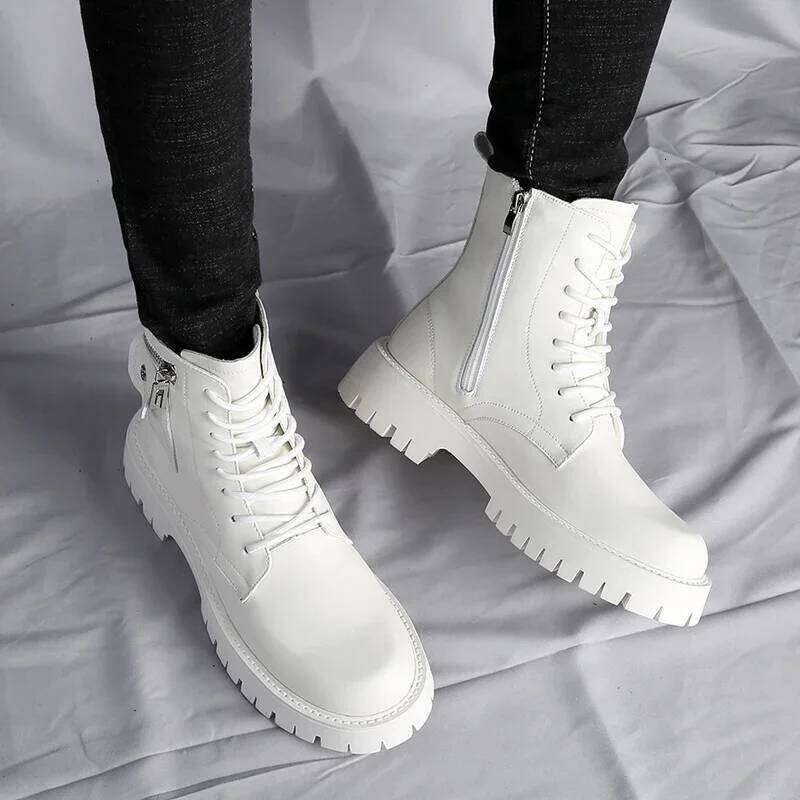 Men's English Style Thick Sole Design Men End Top Layer Leather Brand Famous High Quality Casual Boots