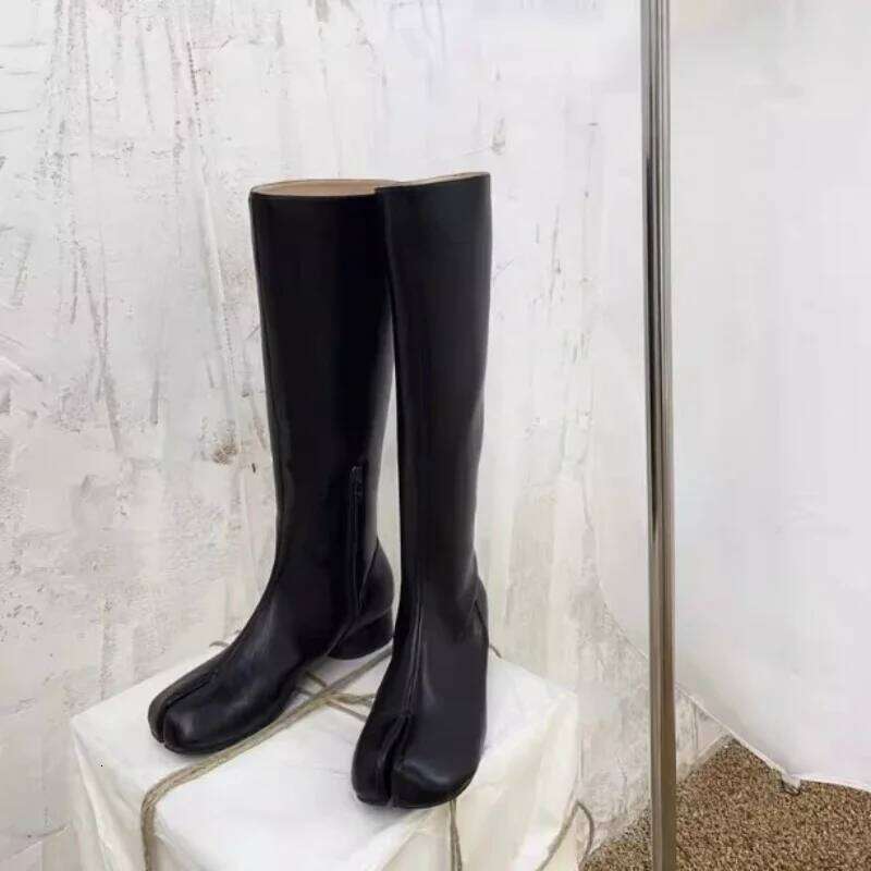 Tabi Women Design Split Toe Chunky Low Heel Over The Knee Boots Autumn Winter High Shoes Woman