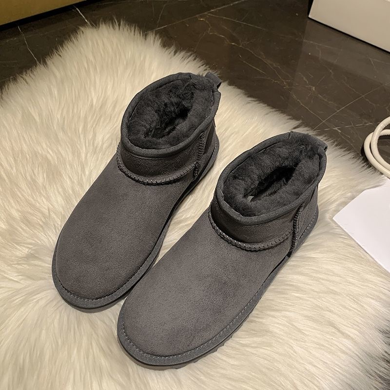 ifffly Snow boots for men and women, short boots with fur and thickened cotton for warmth and anti-slip