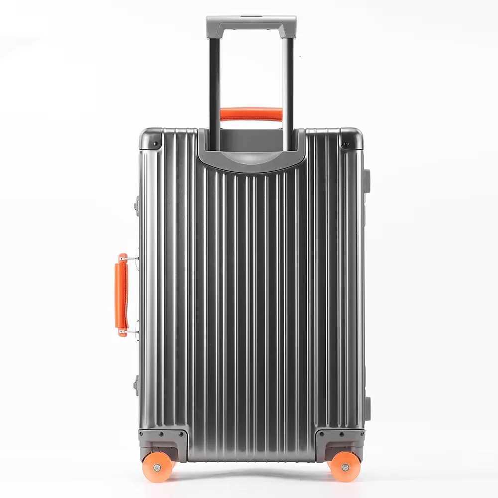202429 All Aluminummagnesium Alloy Suitcase Leather Handle Travel Case Bags Rolling Luggage with Spinner Wheel TSA Lock W250920