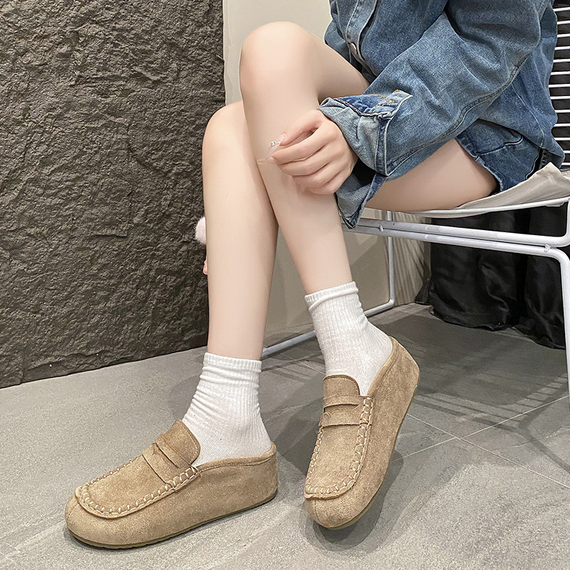 Birkenstock Style Old Money Suede Casual Mules Commuting Slip-On Leather Shoes Half Slippers for Women Outdoor Wear ddmythur