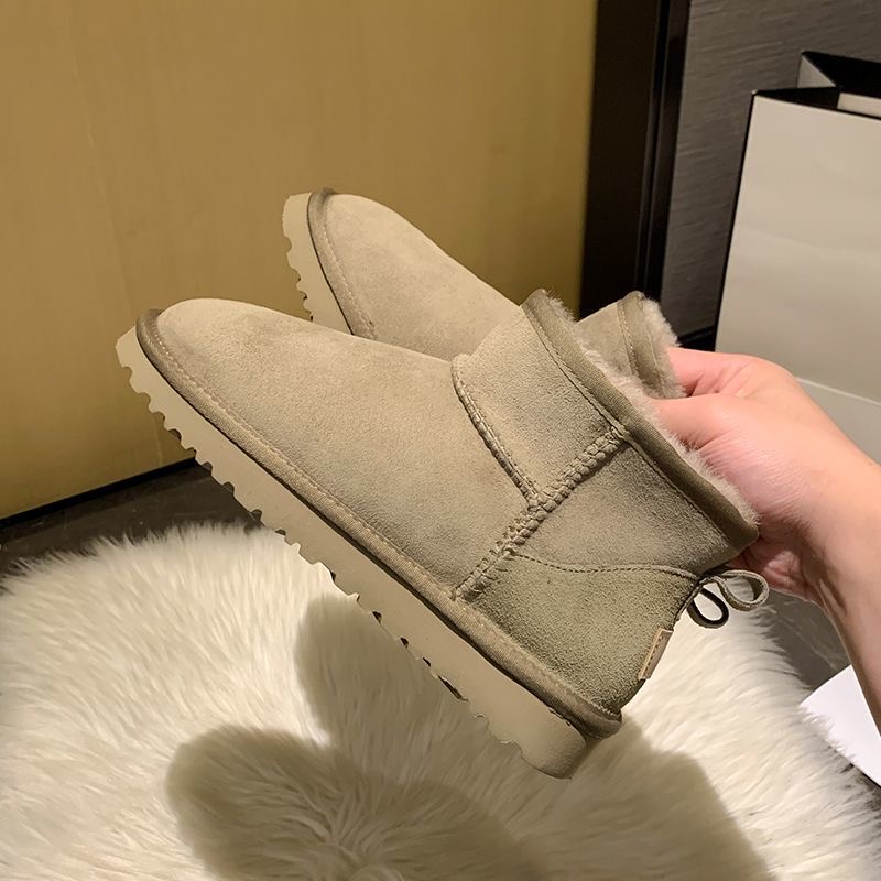 ifffly Snow boots for men and women, short boots with fur and thickened cotton for warmth and anti-slip