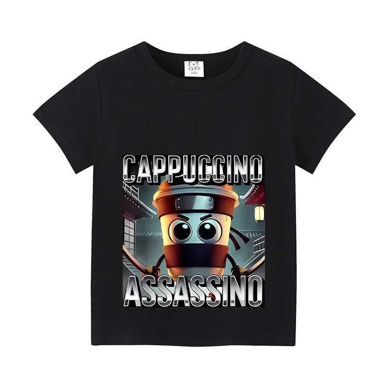 Italian Brainrot Animals Kids Tshirt Cappuccino Assassino Short Sleeve Tops for Kids Funny Meme Cute Tee Summer Clothing Z250919