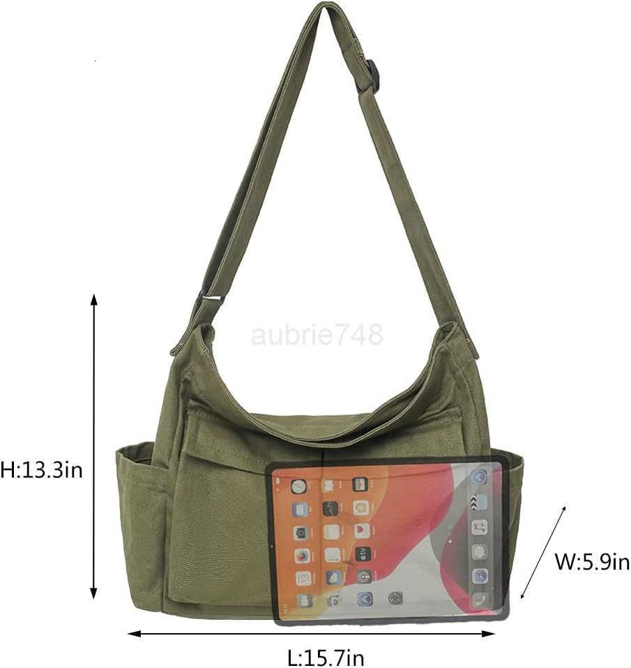 Canvas Crossbody Bag Messenger Cute Bag with Pins and Pendant for Women Girls Casual Shoulder Aesthetic School bagZ250920