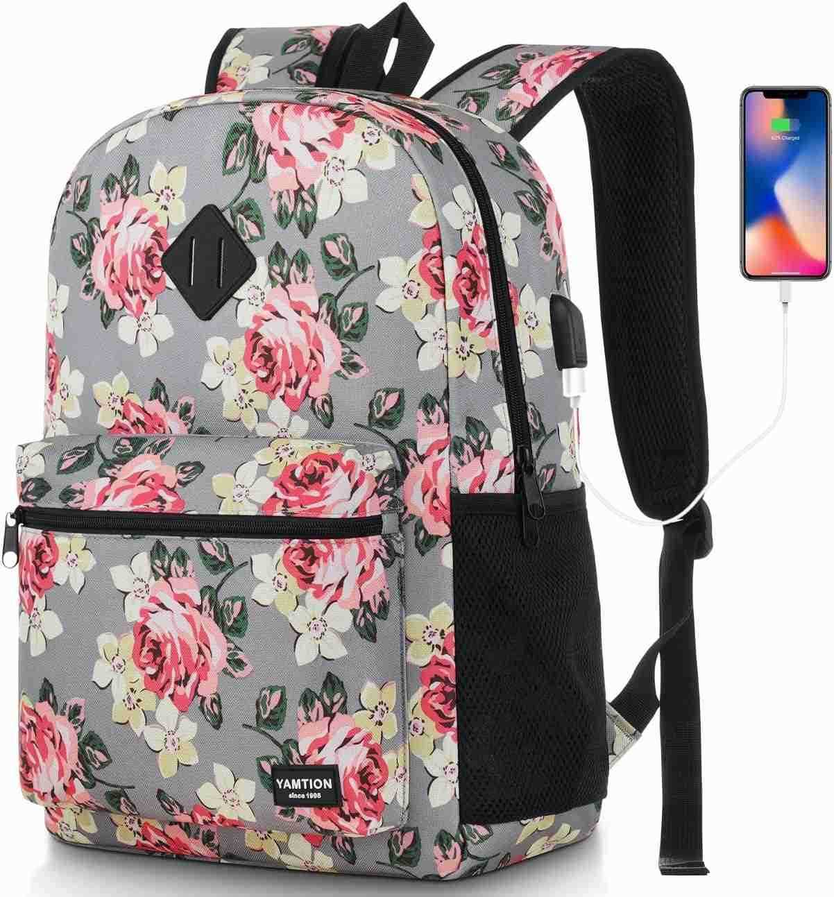 Black Backpack for Women MenCasual School Backpack Teen Boys and Girls 156 Inch Laptop Bookbag with USB Charger for College High School Travel Busines