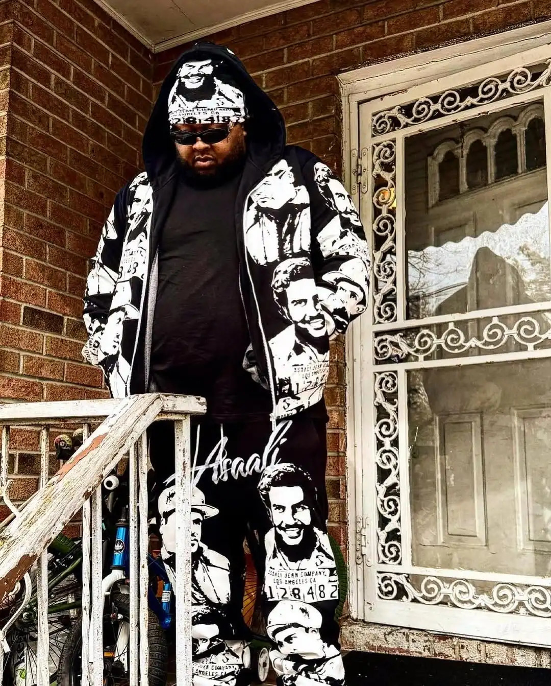 European and American fashion full printed hooded sweatshirt and sweatpants twopiece set Y2K oversized casual outdoor set 250920