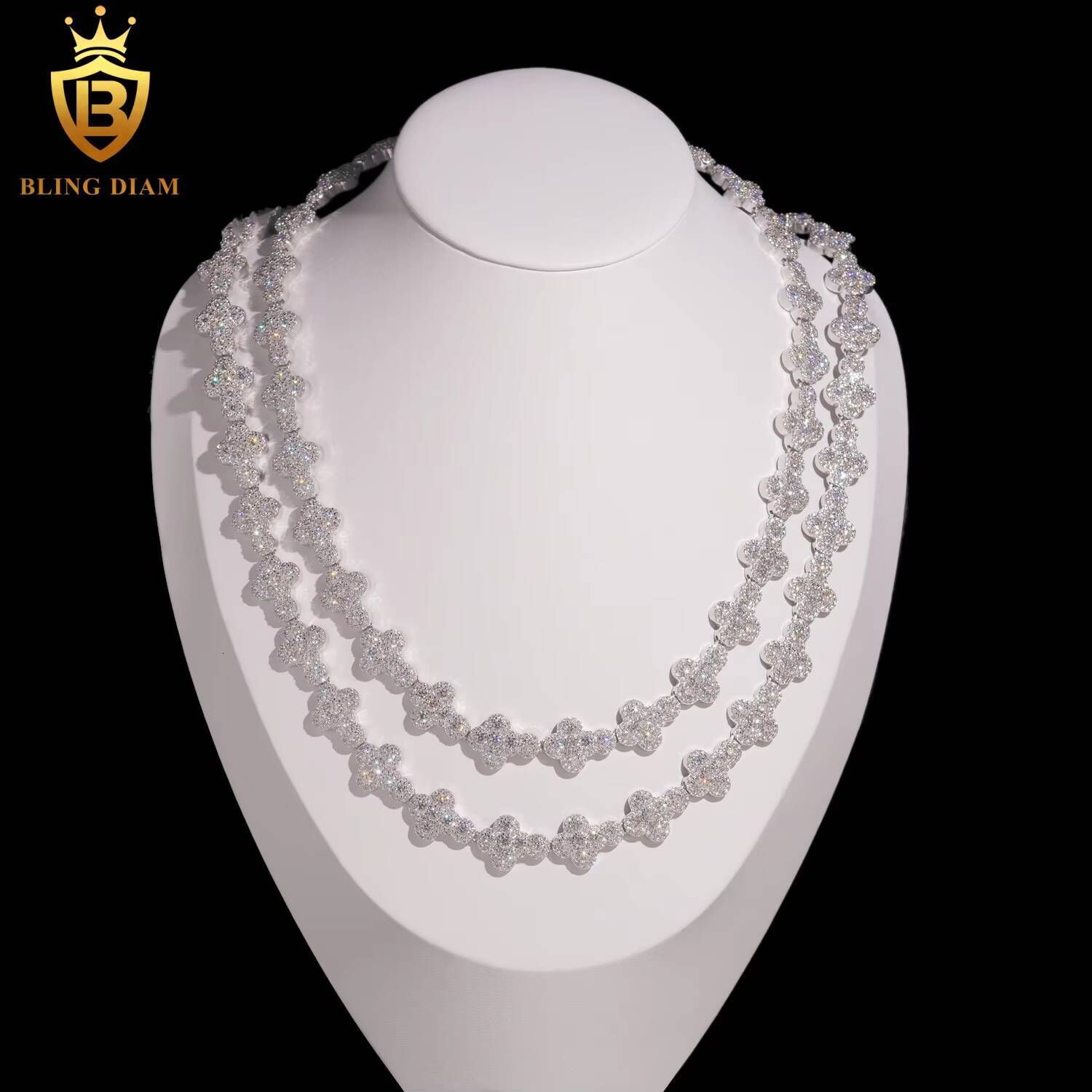 Wholesale Price 13mm Brass Moissanite Cuban Link Chian Iced Out Hip Hop Style Jewelry Chain for MenWomen Moissanite Link Chain in Stock