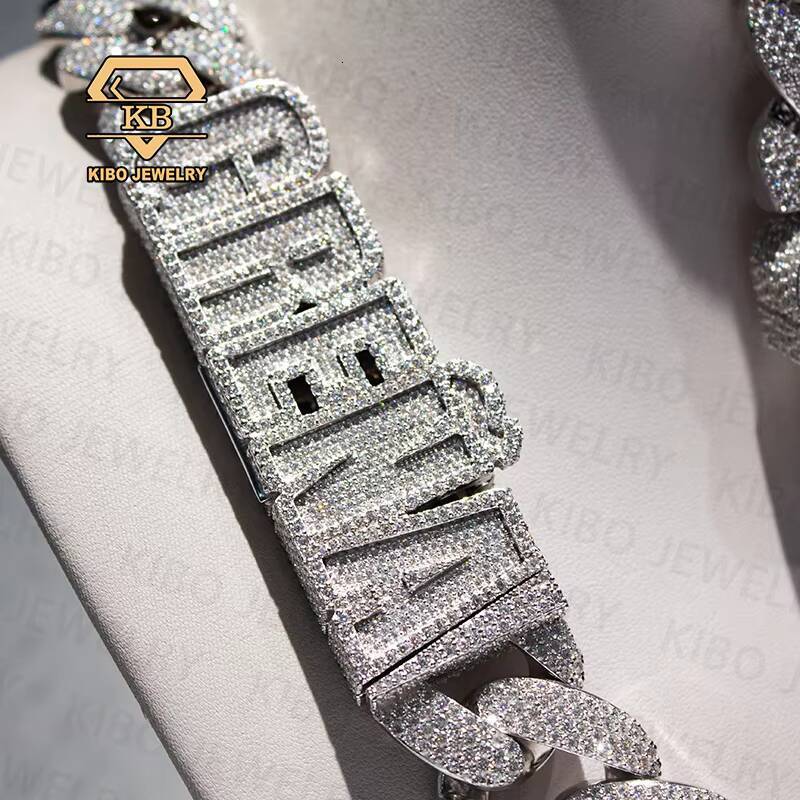 Hiphop Singing New ProduMoissanites Hand Frozen Cuban Chain 28mm Wide Mosanite Full Diamond Cuban Chain Necklace