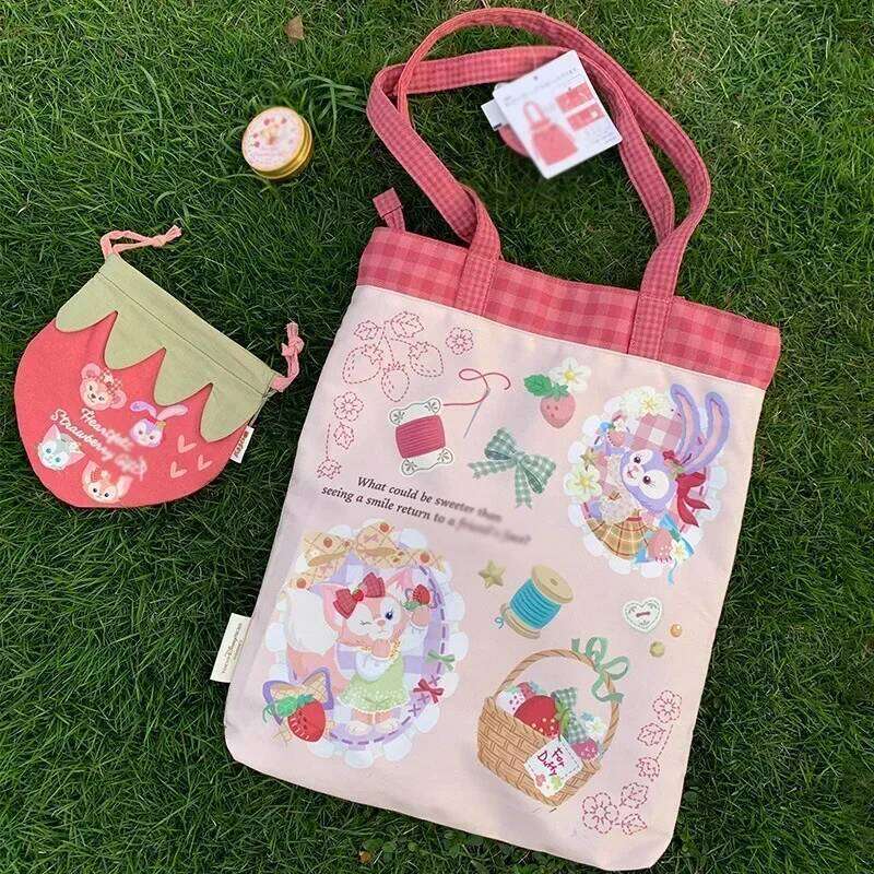 Designer Luxury Japanese Valentine S Day Strawberry Series Tote Linabell Handbag Shoulder Canvas Bag Stellalou Pink Plaid Cute