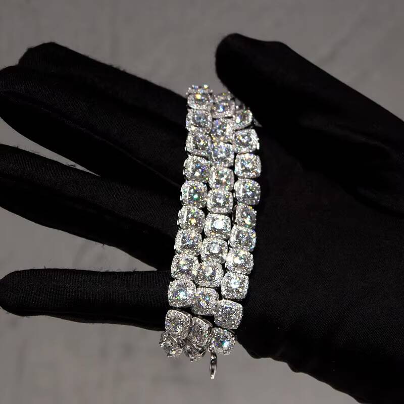 Hip Hop Hot Selling Jewelry 8MM Tennis Chain Iced Out Moissanite Diamond VVS Color 925 Silver Tennis Chain Bracelet Necklace