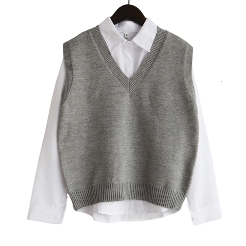 Fall Winter Sweater Vest Women Korean Fashion V Neck Sleeveless Knitted Pullover Waistcoat Female 250920