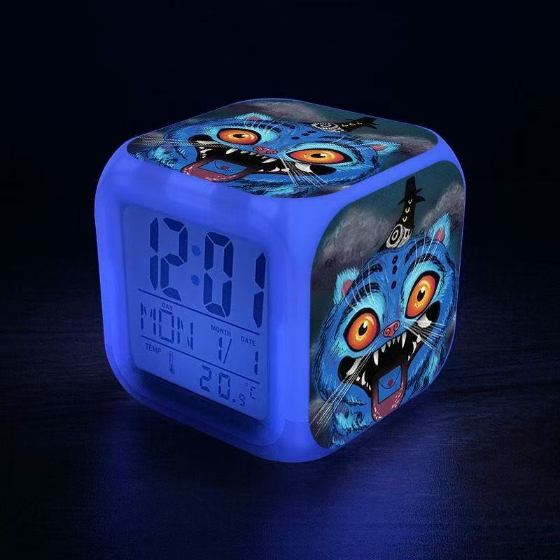 Kpop Demon Hunters Anime Merchandise Alarm Clock Colorful Color Change Night Light Digital Clock Student Bedside Silent Alarm Clock Rumi Zoe Mira