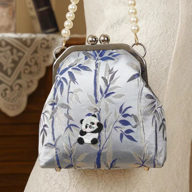 Top Brand High Quality New Style New Style National Trend Xiangyun Silk Genuine Leather Premium Versatile Handbag Small Square Bag New Free Delivery D