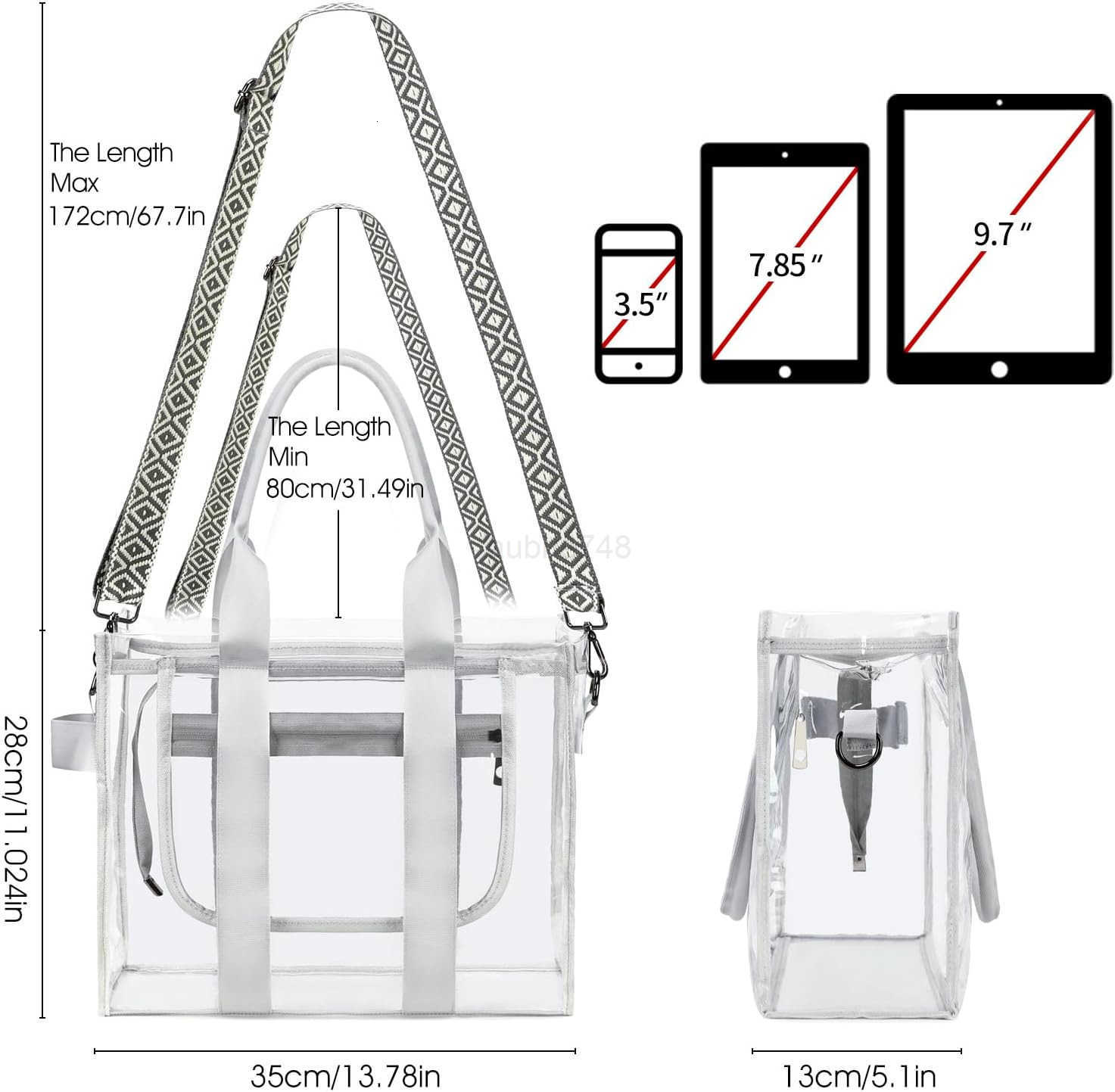 Clear Bags for Women Tote Bag Crossbody Bag Stadium Approved Clear Purse for Sports Events Concert Work BeachZ250920