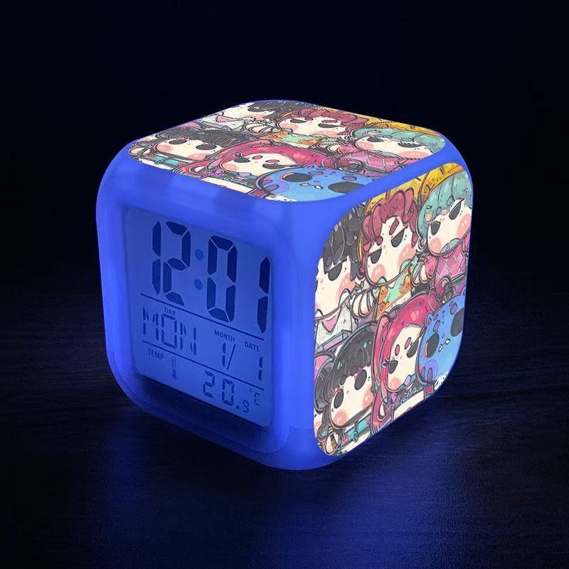 Kpop Demon Hunters Anime Merchandise Alarm Clock Colorful Color Change Night Light Digital Clock Student Bedside Silent Alarm Clock Rumi Zoe Mira