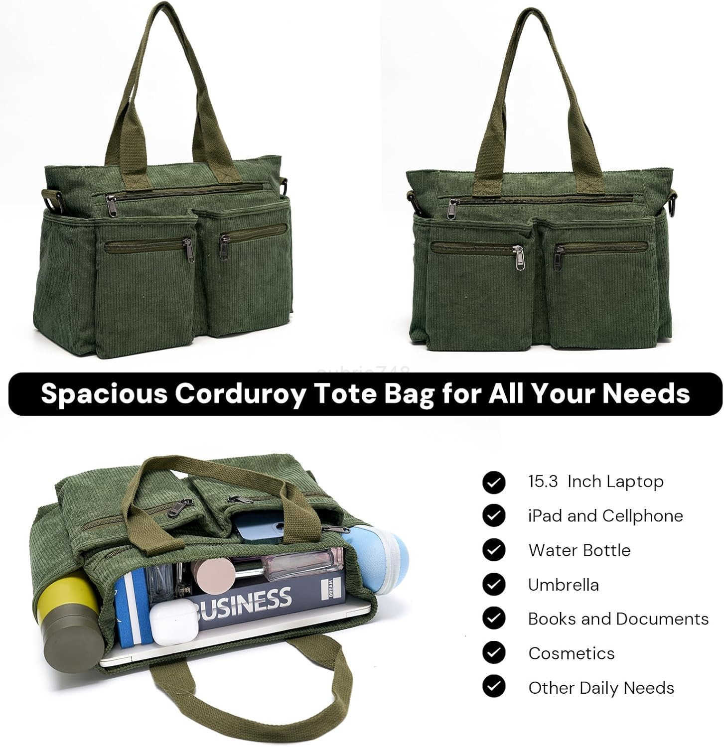 Corduroy Tote Bag for Women Top Handle Crossbody Purse Travel Shoulder Bag Work Handbag Everyday tote bag for schoolZ250920