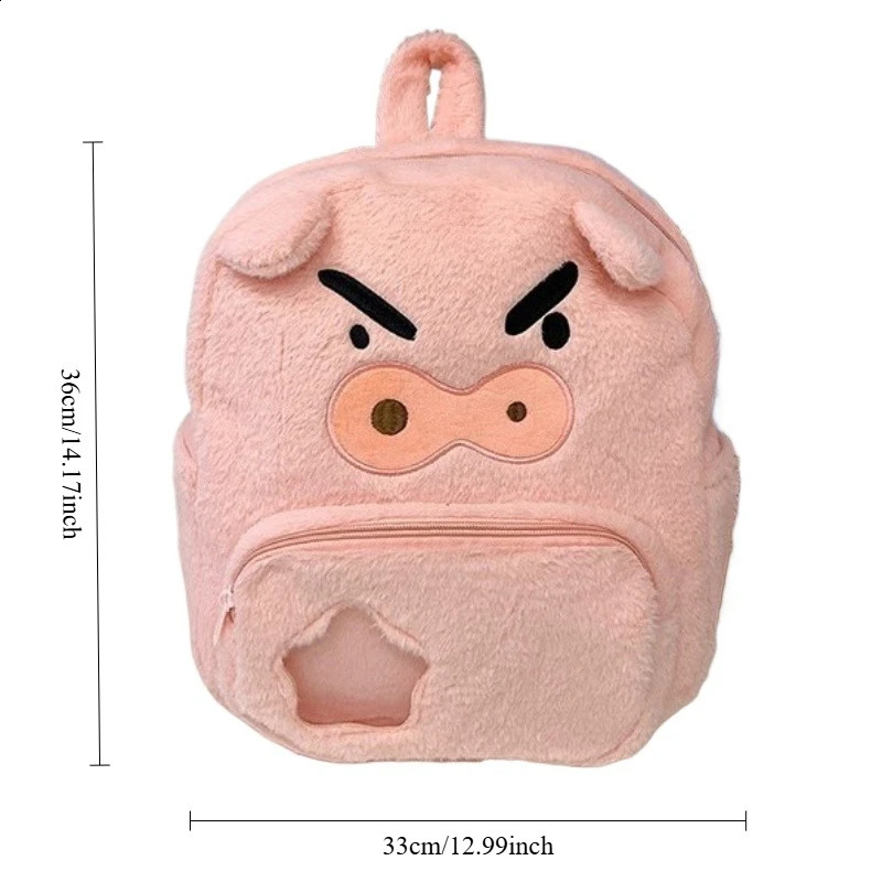 Angry Pink Pig Plush Backpack Largecapacity Backpack Highappearancelevel Cartoon Bag A Versatile Schoolbag for Students 250919