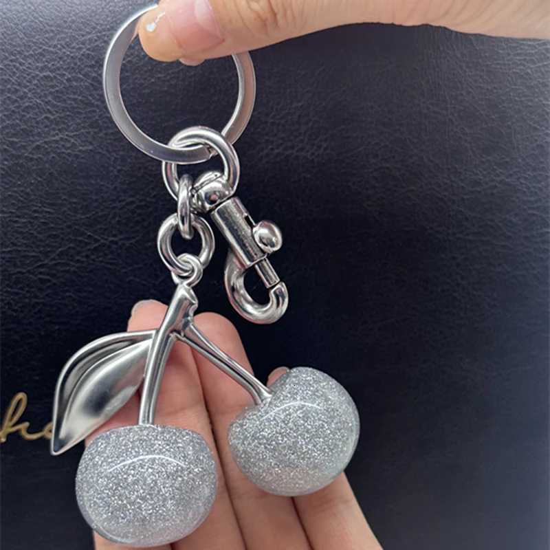 For Handbag Shoulder Bags Shining Silver Crystal Cherry Pendant Womens Purse Keychain Bag Charm Hanging Accessories Z250920