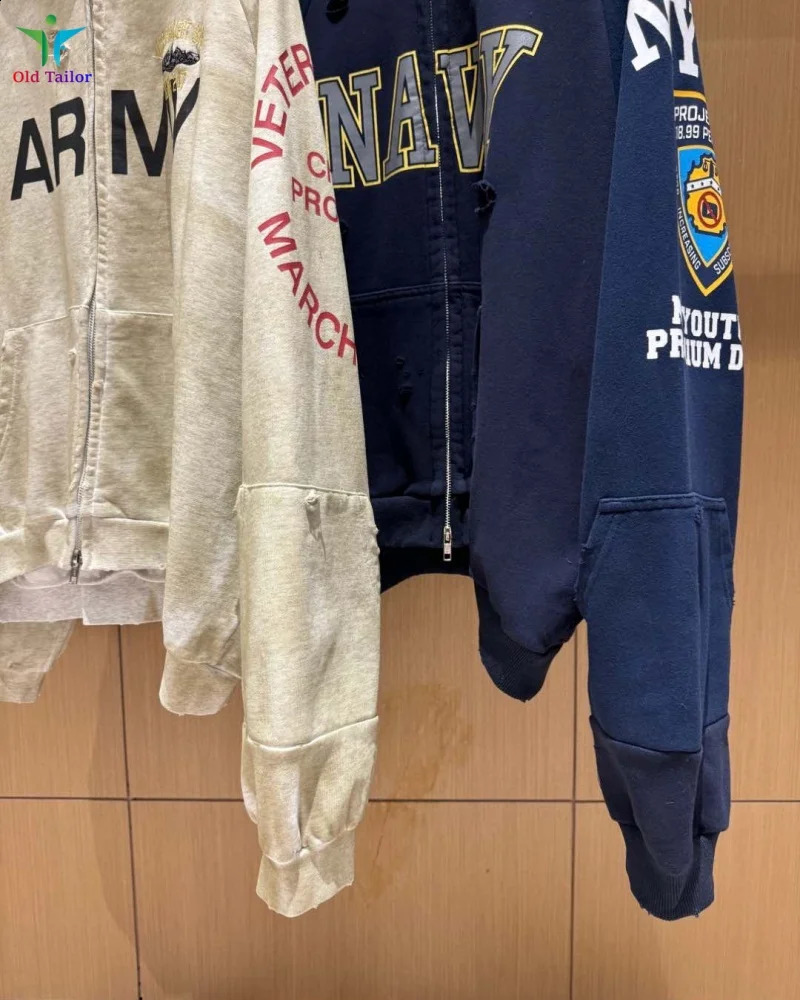 Grailz Project gr Heavyweight 11 Patchwork Retro Distressed TieDye Hoodie Sweatshirt Zipper Cardigan Mens Womens Outerwear 250919