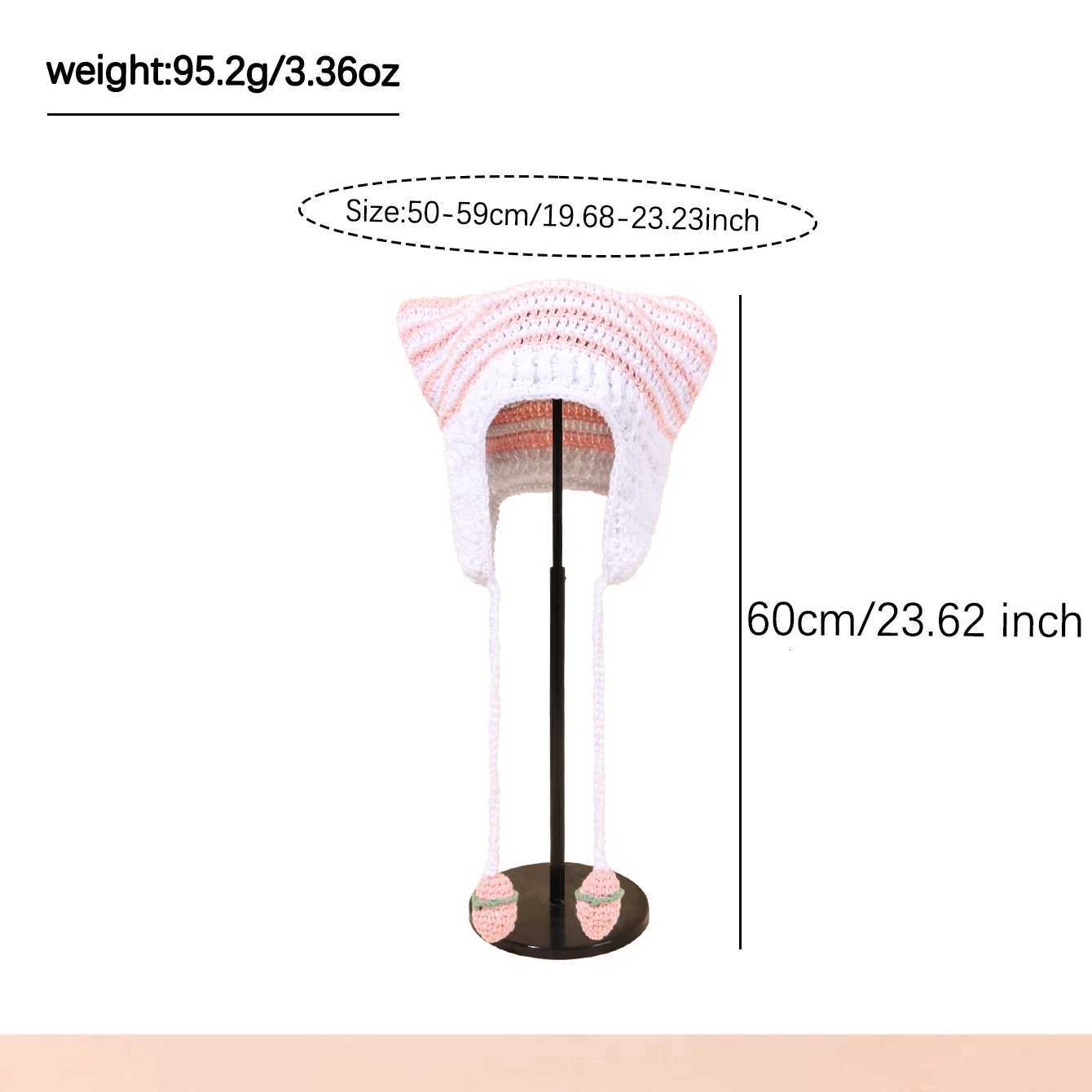 Cute cat ear handmade knitted hat ear demon horn striped beanies hat suitable for Halloween gift Y250920