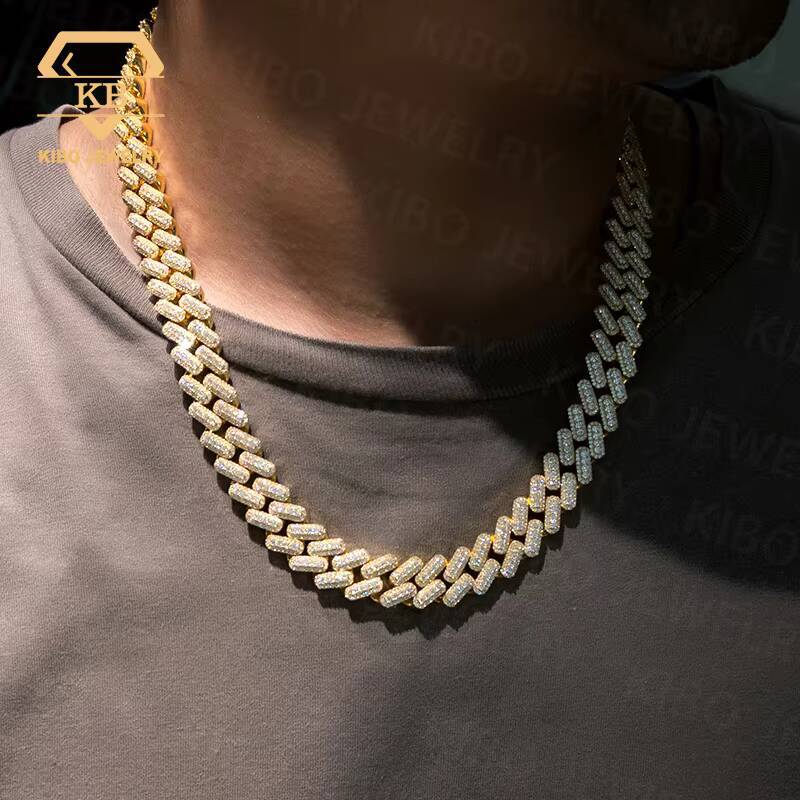 Customized Trend Clasp 925 Silver Sterling Iced Out Luxury Hiphop Moissanite Cuban Vvs Moissanite Chain