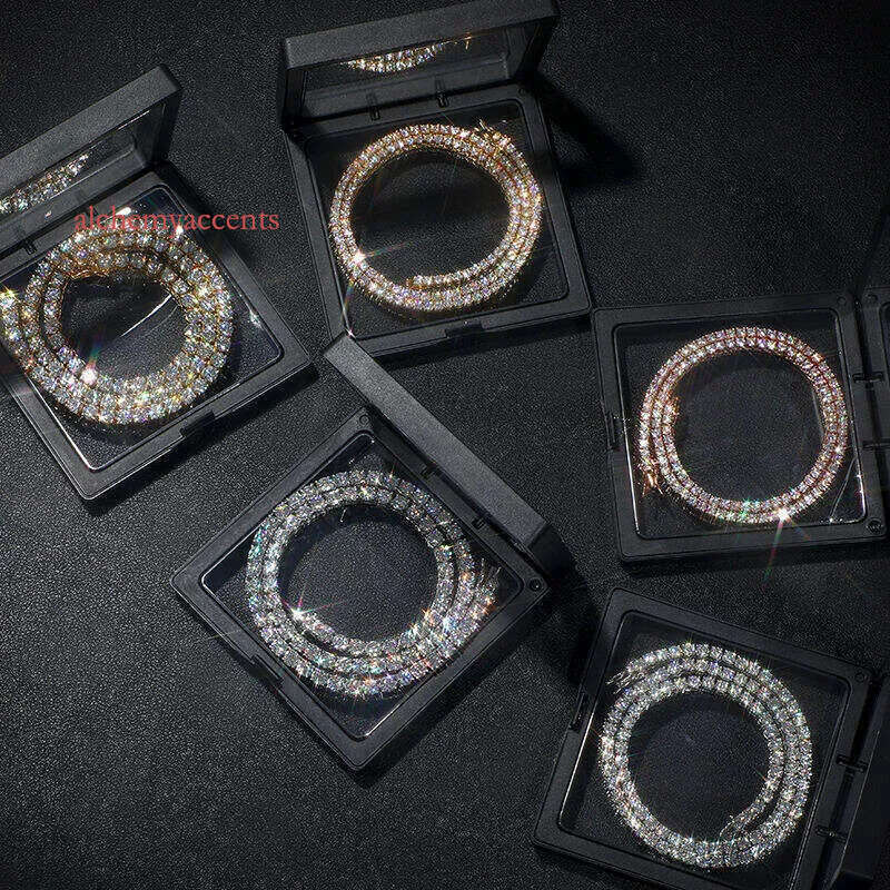 Moissanite Tennis Bracelet Necklace for Man Women Sterg White Gold Plated VVS Lab Dia tenis Iced Out Chain Choker Designer jewelry Charm Bracelets