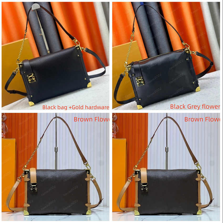 Side trunk pm M15195 M46358 Side Trunk Vibe handbag designer box shaped women's shoulder bag fashionable men's Gold metal S-lock buckle handbag crossbody bag GM30cm