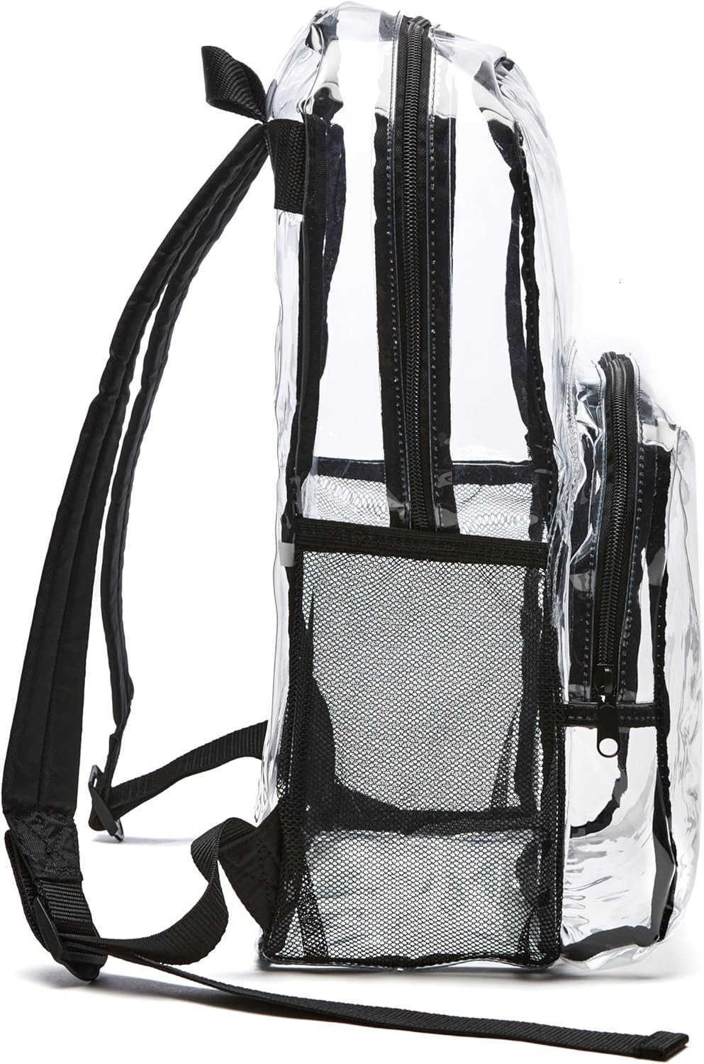 Basics Transparent School Backpack With WaterResistant PVC Plastic Material and Ruggedly Reinforced Shoulder Straps ClearZ250920