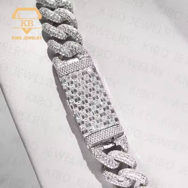 Moissanite Cuban Link Chain Hip Hop Iced Out 925 Sterling Silver Cuban Link Fashion Jewelry Sets for Men